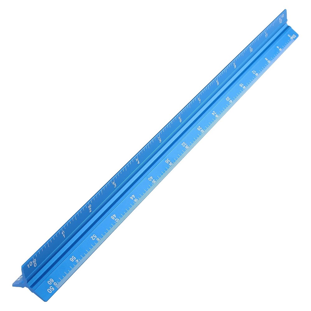 12 Inch Engineer Scale Ruler Aluminum Triangular Drafting Tool Imperial 6 Scales