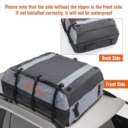 21 Cubic Feet Car Roof Bag 840D Waterproof Rooftop Cargo 21 Cubic ft-Grey
