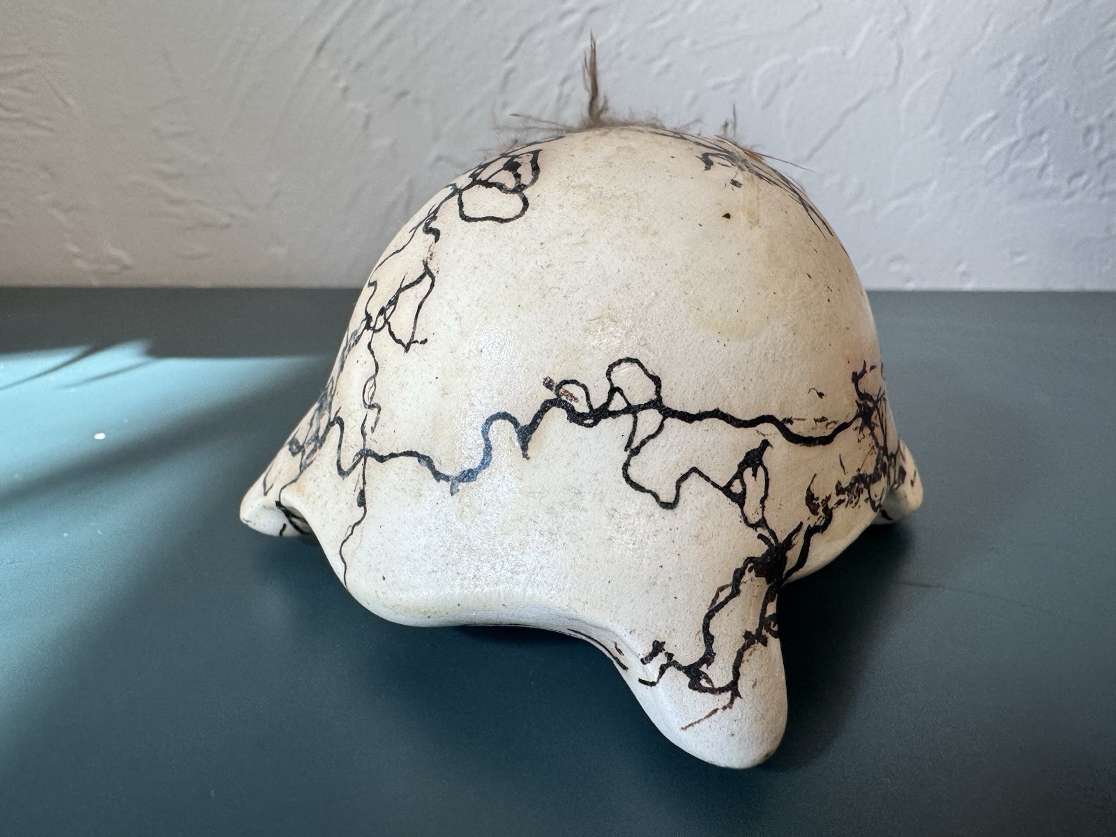 RARE Navajo Horse Hair Pottery, tortoise Navajo Figurine, Signed “LIWEZ”