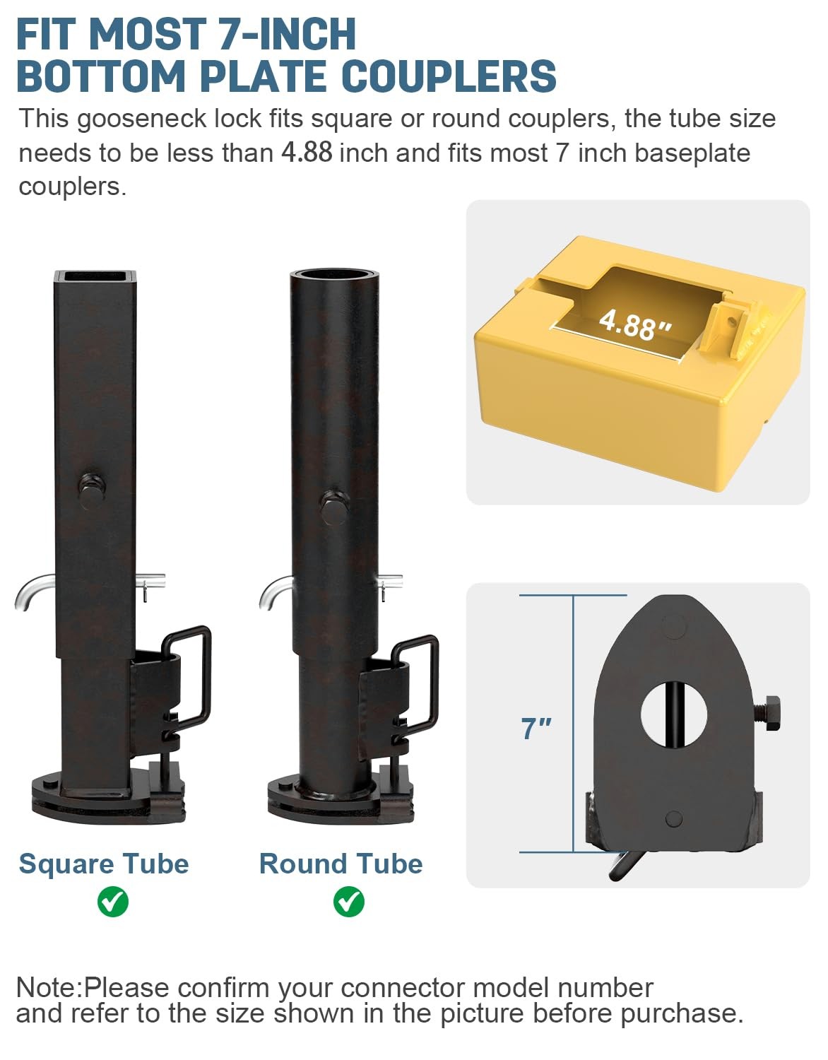 Gooseneck Trailer Lock, Lock for Trailers, Fits Round and Yellow