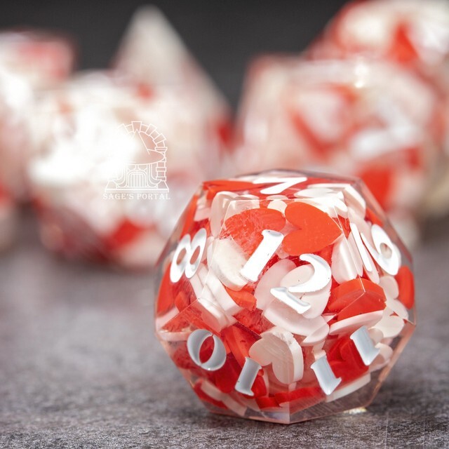 Sage's Exaltations - Pure Love Sharp Edge Resin Polyhedral Dice Set