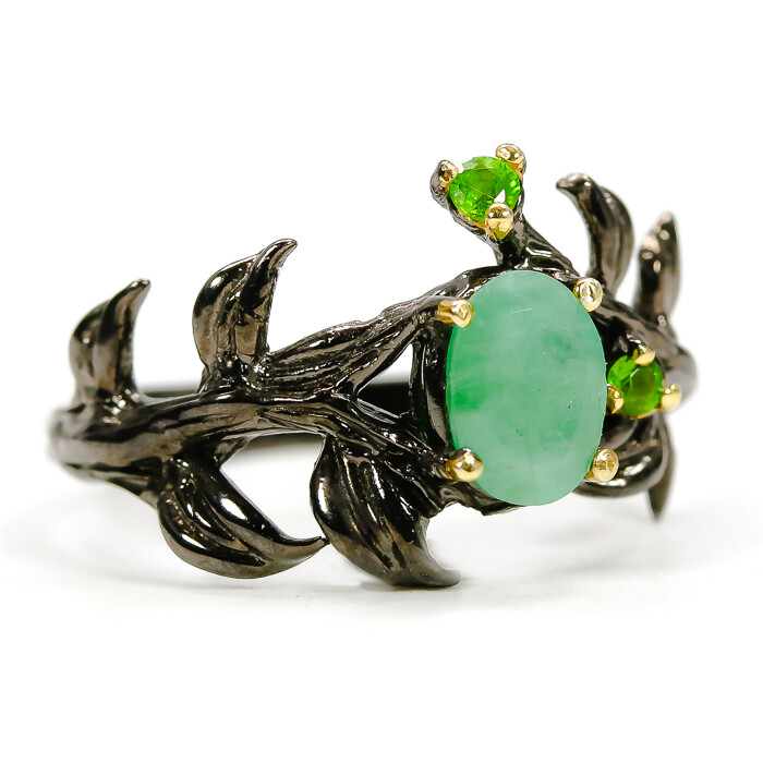 Not Enhanced Emerald chrome diopside Silver ring 925 Sterling /RVS307