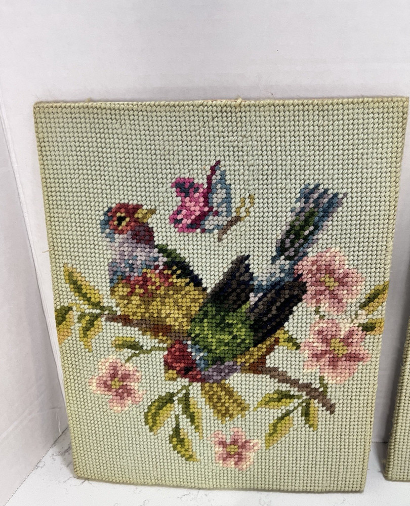 Set of 3 Vtg Handmade Needlepoint without frames
