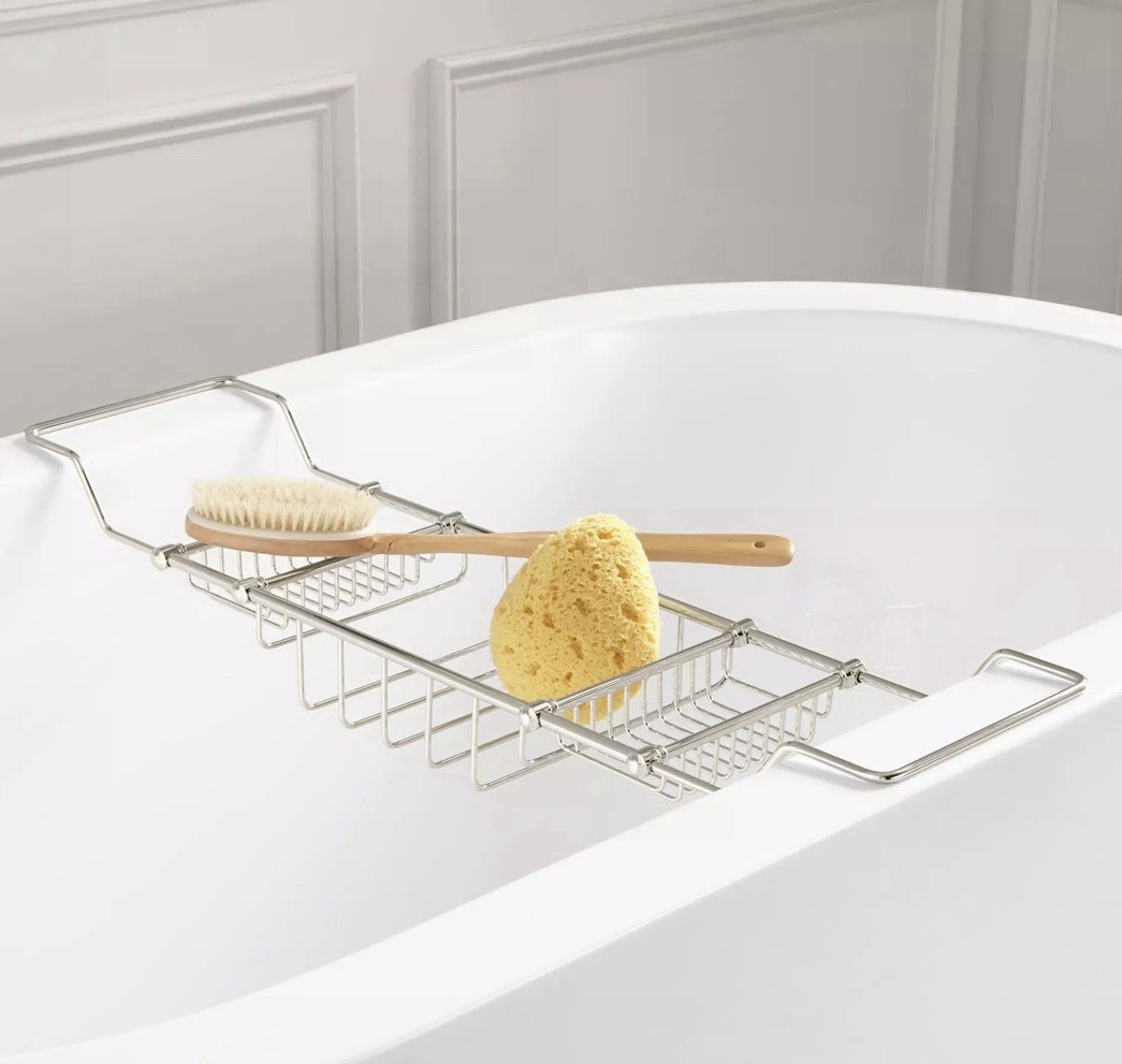 West Elm Brushed Nickel Bathtub Caddy, Crafted From Solid Brass New  Reg $149