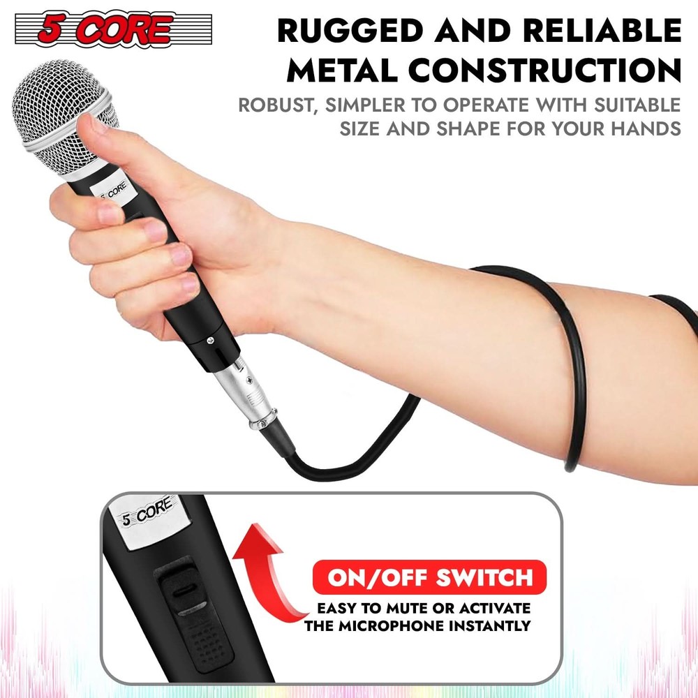 5Core XLR Microphone Dynamic Mic Karaoke Singing Studio Mics Handheld Microfono