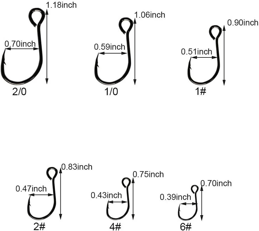 60Pcs/Box Inline Single Hooks Single Replacement Hooks for Fishing Baits Lures 2