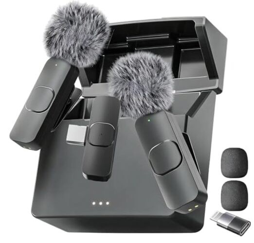 (Latest Model - Wireless Microphone for Charging Case + All iPhones & Androids