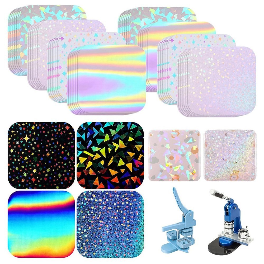 Button Maker Supplies Laminate Sheets Button Glittering Film Square D3U87980