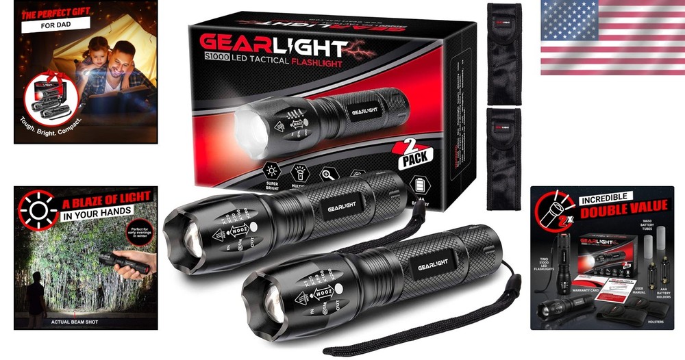Mini Tactical Flashlight 2-Pack - Durable, Bright & Perfect for Emergencies