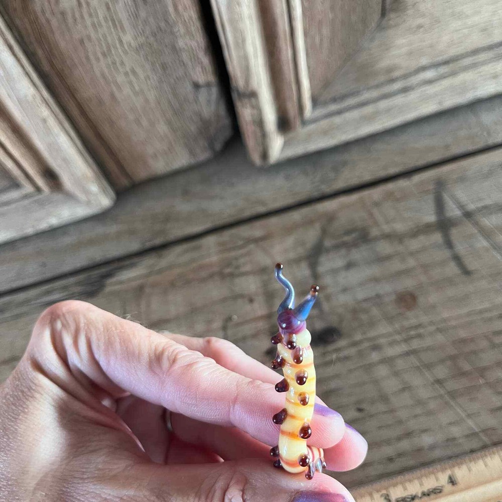 Caterpillar Art Glass Handblown Standing 2" Unique