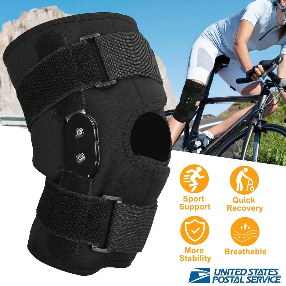Knee Brace Hinged Compression Sleeve Joint Support Open Patella Stabilizer Wrap