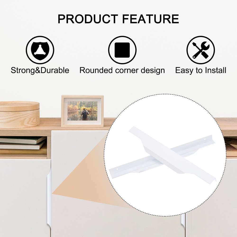 6 Pack Finger Edge Pull Cabinet Pulls Finger Pulls 256mm Hole Diameter White