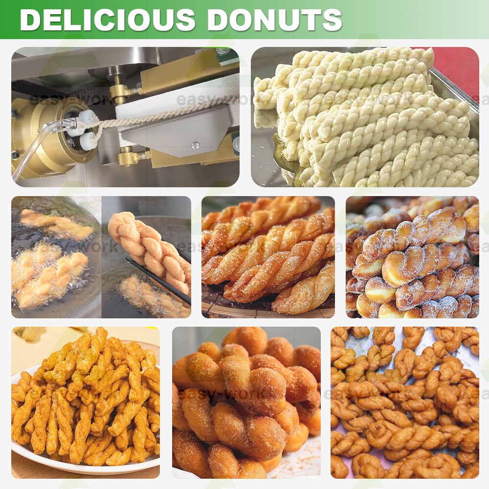 Automatic Extruder Fried Dough Twist Machine Bread Twisting Stick Rolling Cut