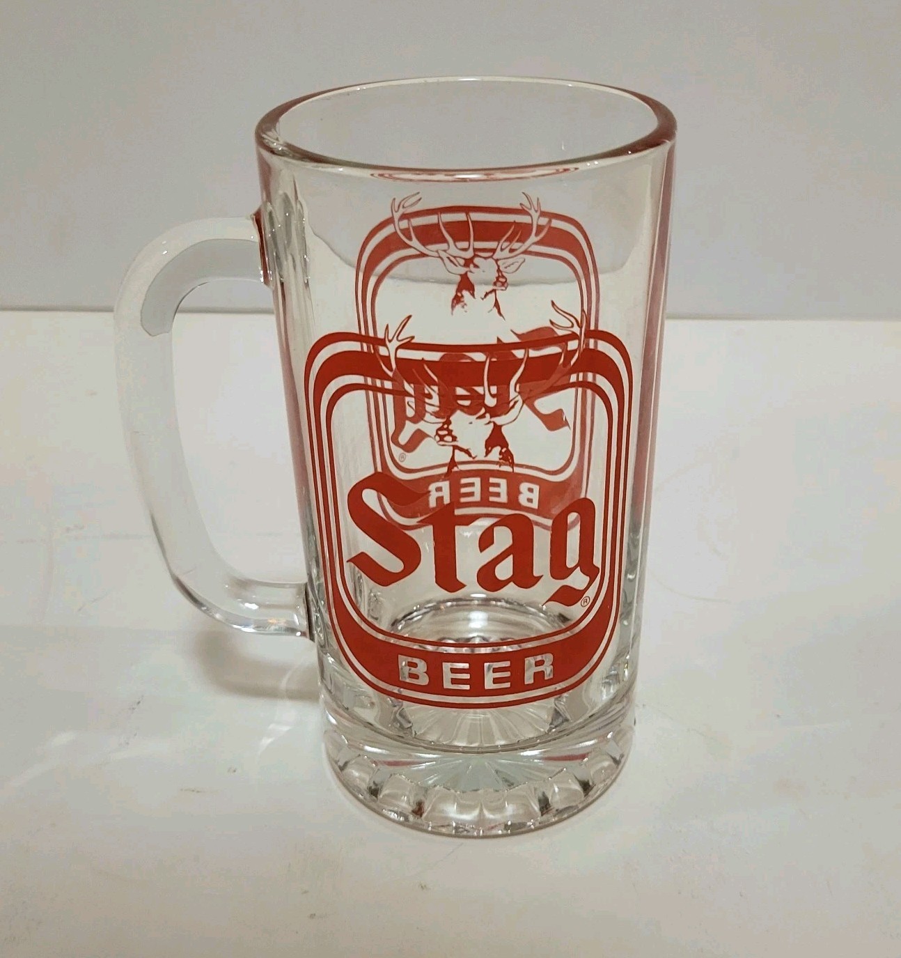 Stag Beer Glass Beer Mug Double Sided Breweriana Vintage