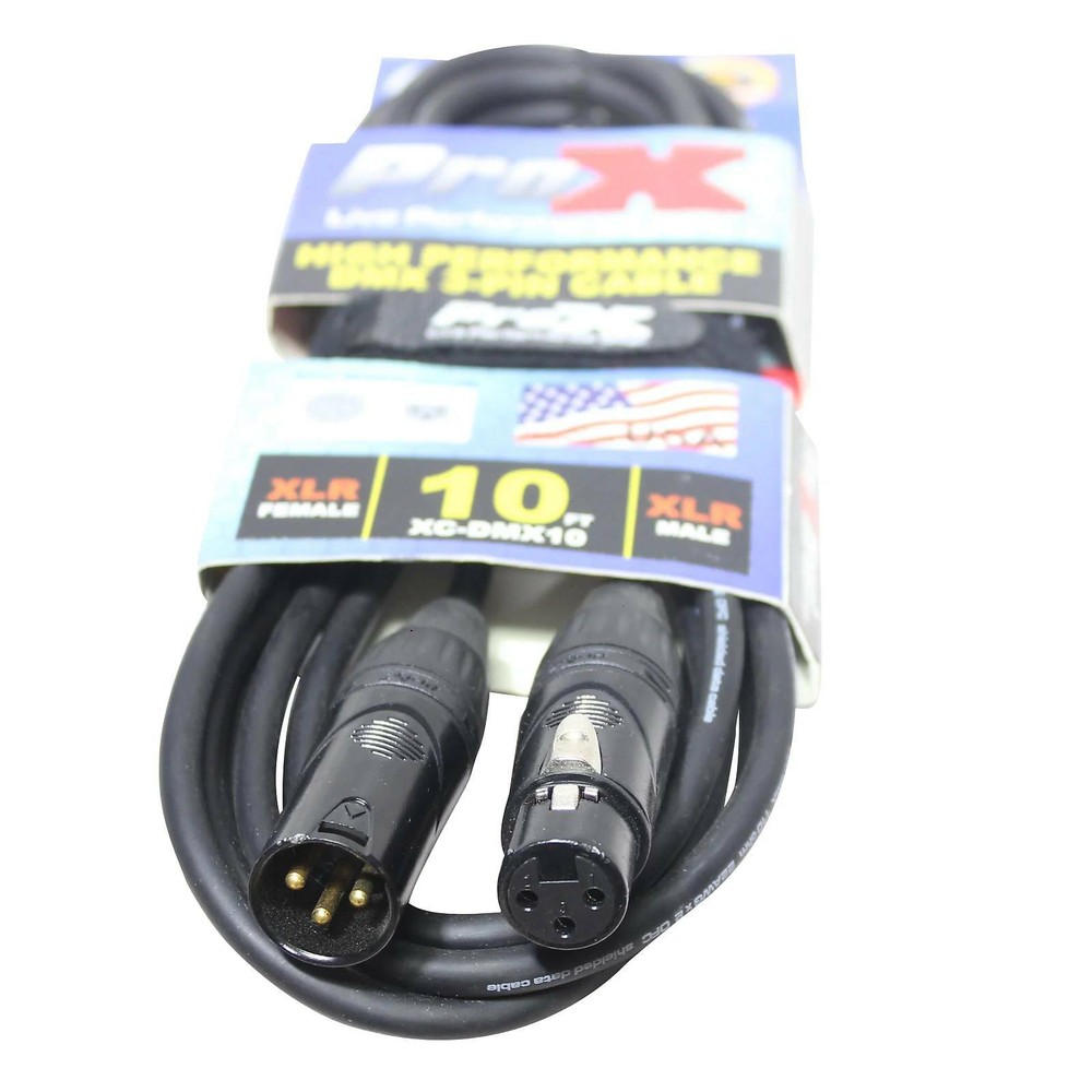 12 DMX Cables 3 Pin 10 ft DJ Lighting Shielded Data Cable- High Performance PROX