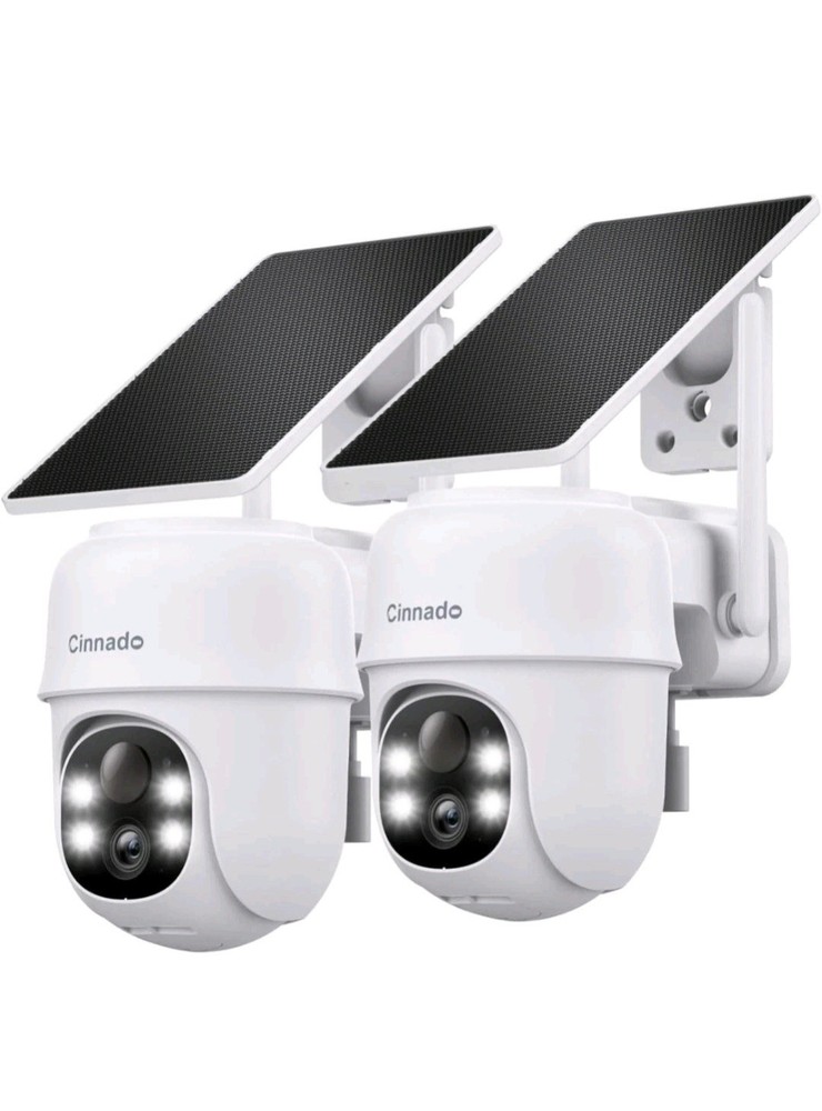 Cinnamon B6 2k 3MP Wireless Security Camera with Solar Panel 2 Pack White New