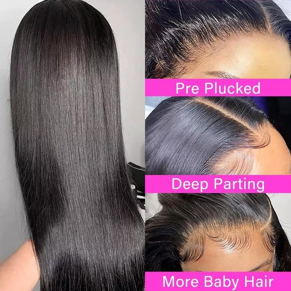 Straight Glueless Wigs Human Hair Pre Plucked Pre Cut 4x4 HD Lace Closure Wigs