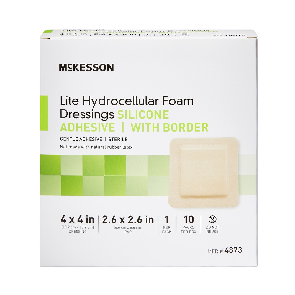 McKesson Lite Thin Foam Dressing 4 x 4" Square with Border 10 per Box