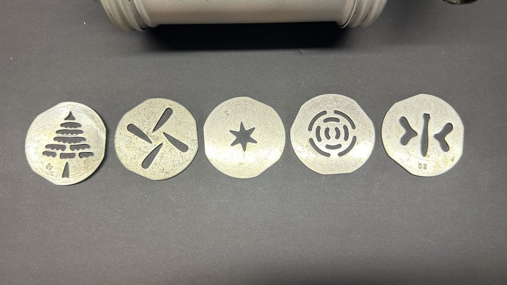 Vintage Aluminum Cookie Press With 5 Discs