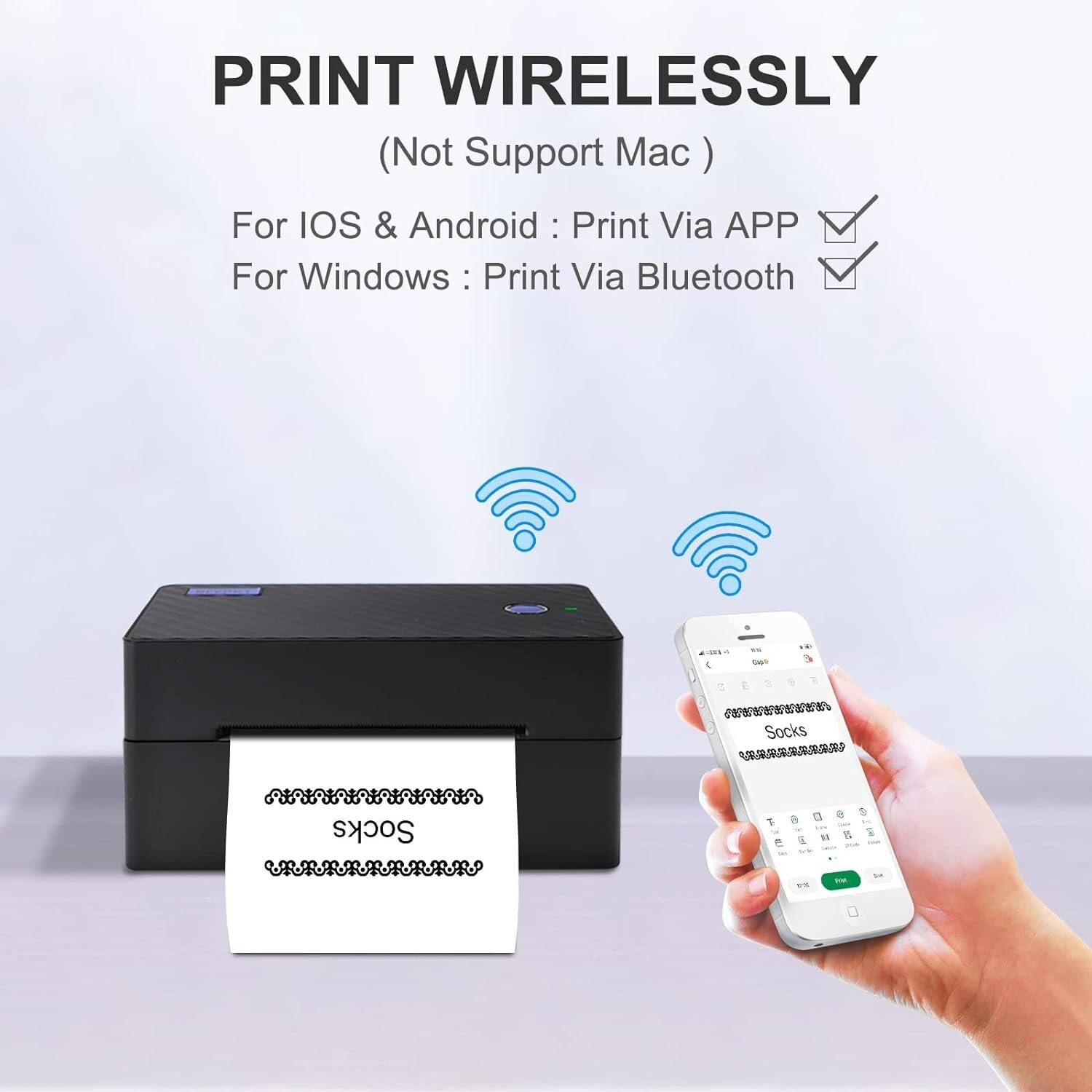 Label Printer, Bluetooth Shipping Label Printer, Wireless 4x6 Thermal Printer