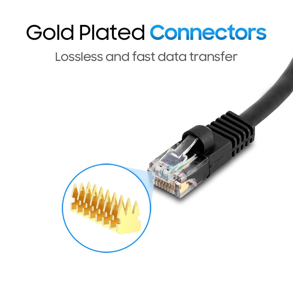 50FT Cat5e Ethernet Cable UTP LAN Network Patch Cord RJ45 Cat 5e Cable - Black