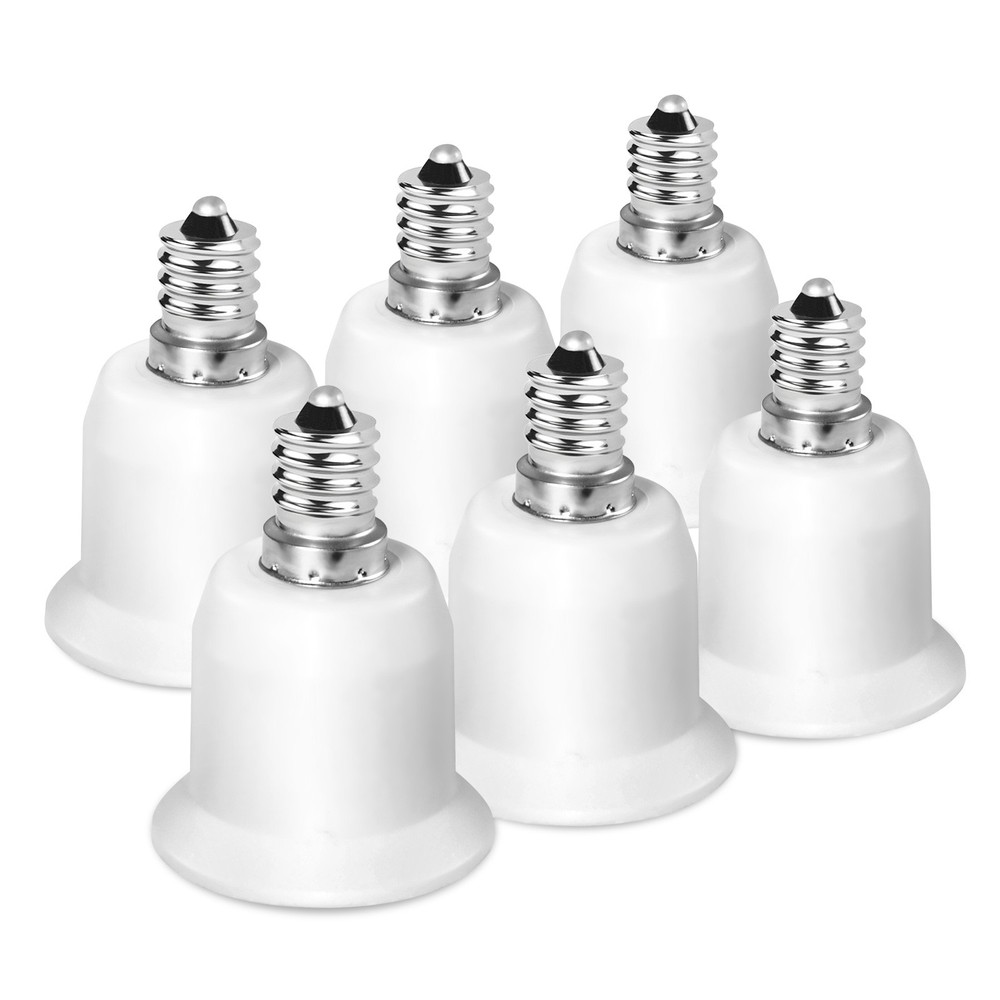 6-Pack of Light Bulbs Socket Adapters E12 to E26 (Mini to Medium Edison Screw )