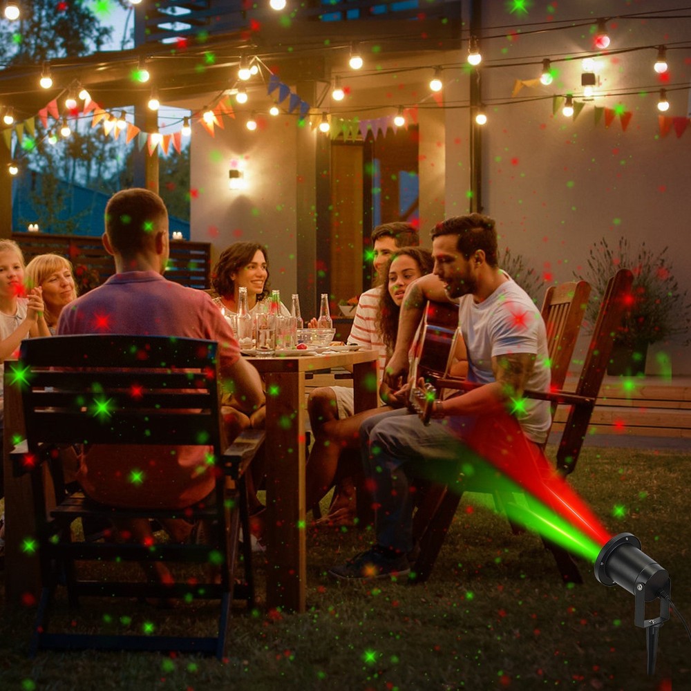 Projector Laser Light Outdoor Red &Green Starry Projection Light 3 Working Modes