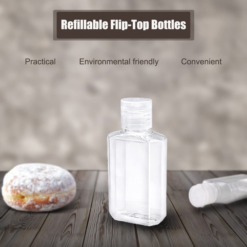 40 Pack 2 Oz Plastic Refillable Bottles with Flip Cap Travel Size Clear