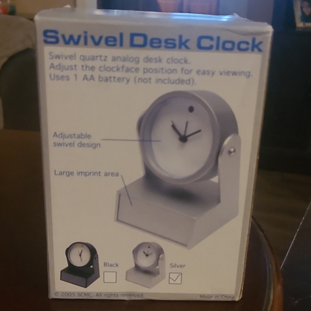 SCMC Adjustable Swivel Design Quartz Analog Desk Clock Black Silver
