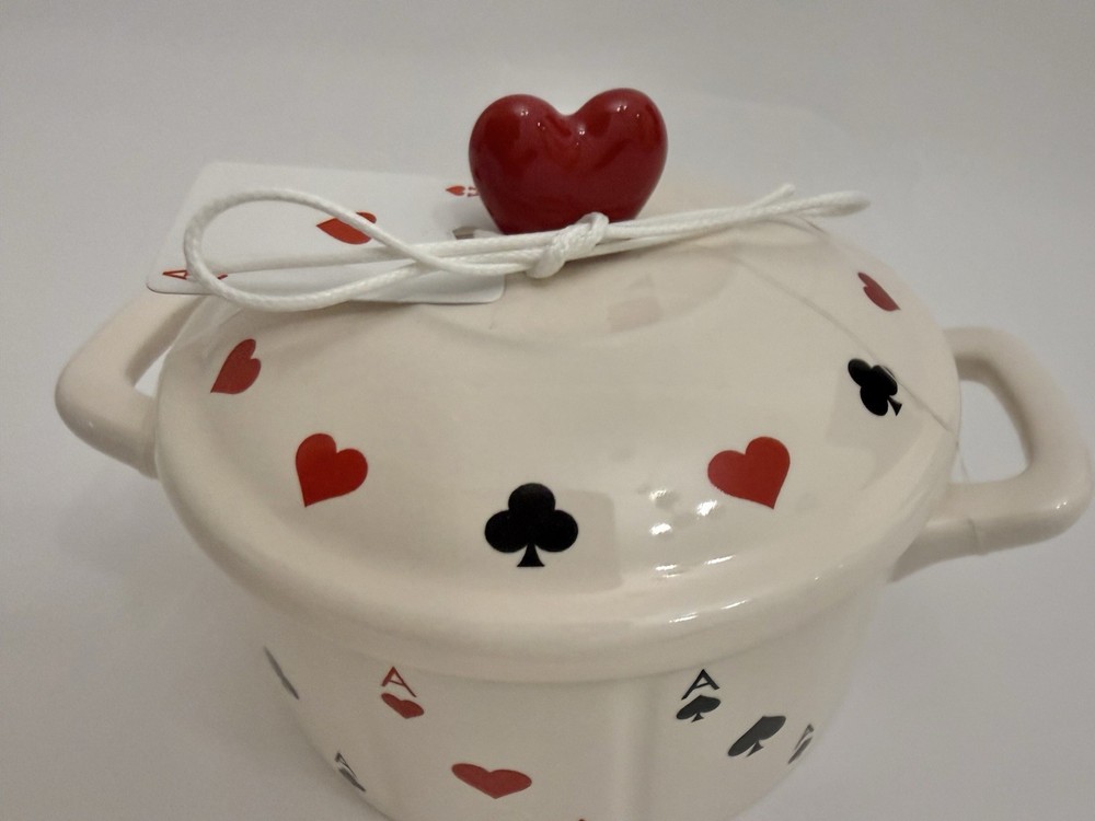Playing Cards Valentines Mini Heart Round Pot