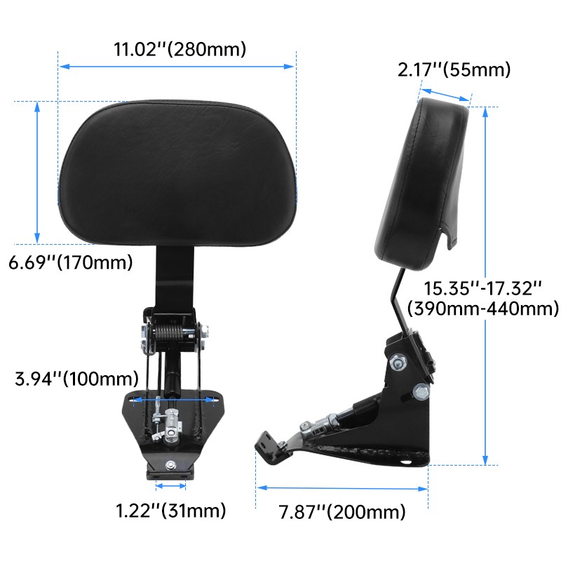 Adjustable Driver Backrest Pad W/Mounting Kit For Harley Road Glide 2024-2025