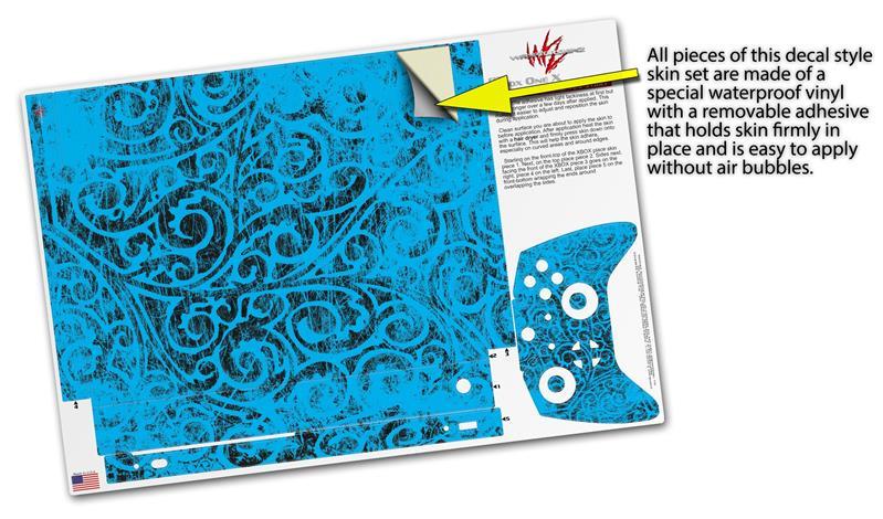 Skin for XBOX One X Console Controller Folder Doodles Blue Medium Decal