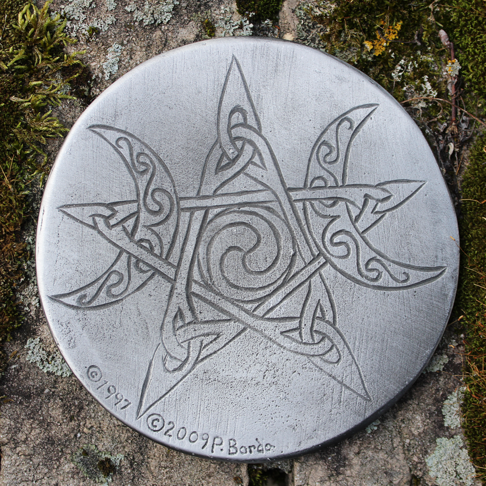 Pewter Moon Pentacle Paten Altar Pentagram Wiccan Ritual Tile Disk Dryad Design