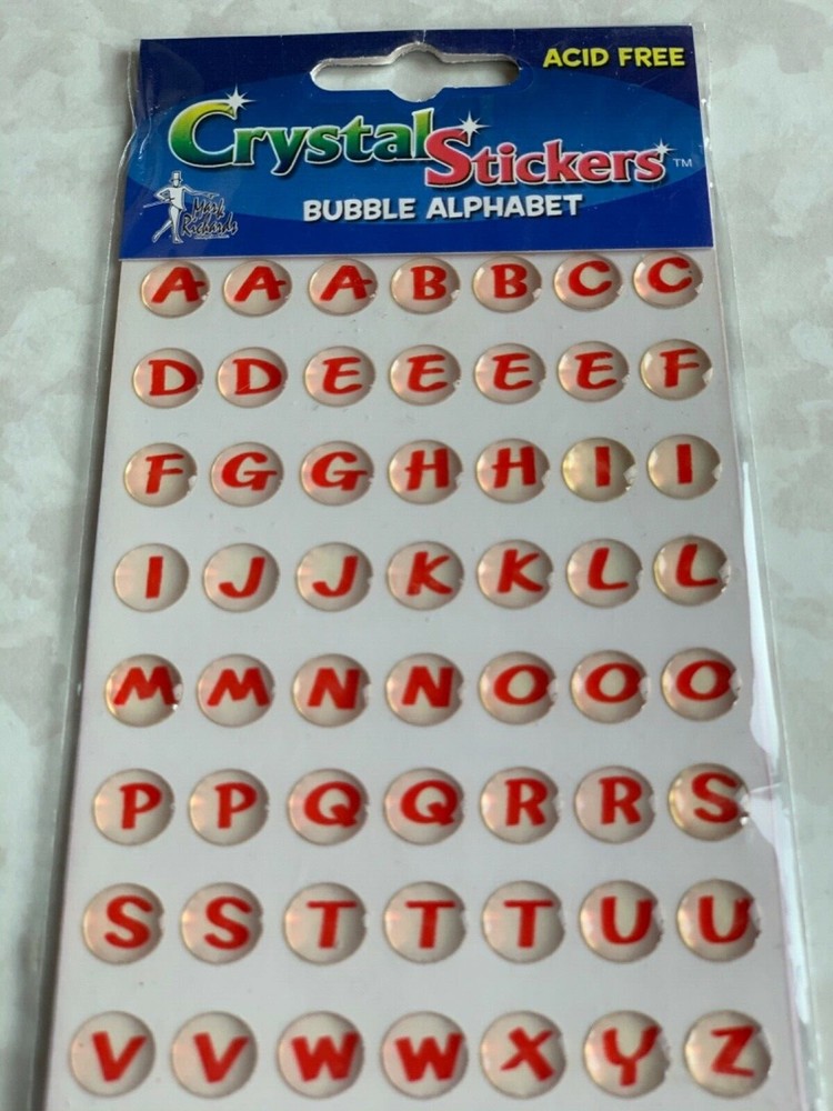 CRYSTAL STICKERS BUBBLE ALPHABET LETTERS RED BUBBLE LETTERS 56PCS BUBBLE LETTERS