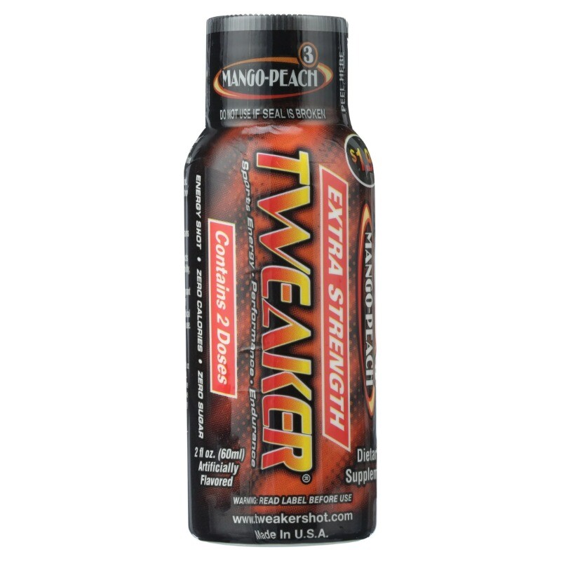 New Tweaker Energy Shot, Mango Peach, Extra Strength, 2 fl oz, 12 Count
