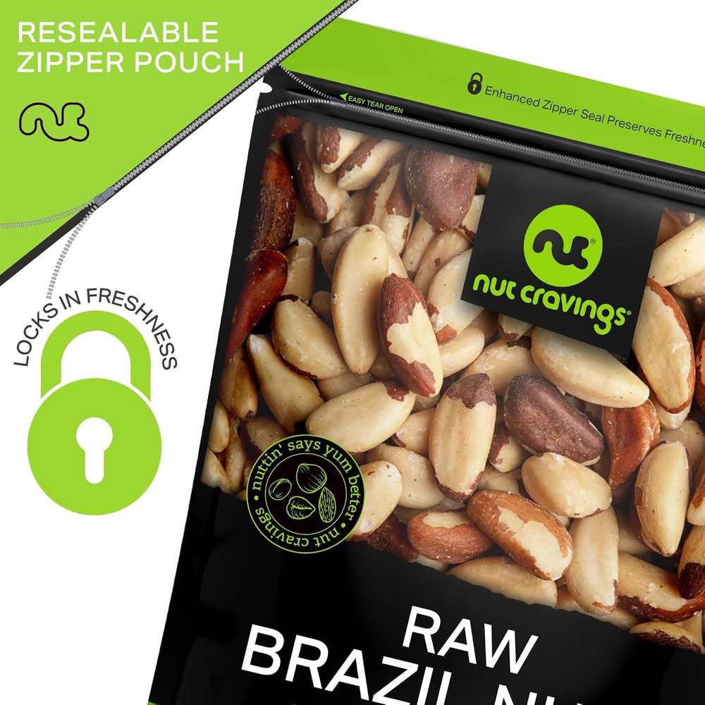 NUT CRAVINGS - Raw Brazil Nuts, Unsalted, No Shell, Whole, (8Oz - 1 Pack) Bulk