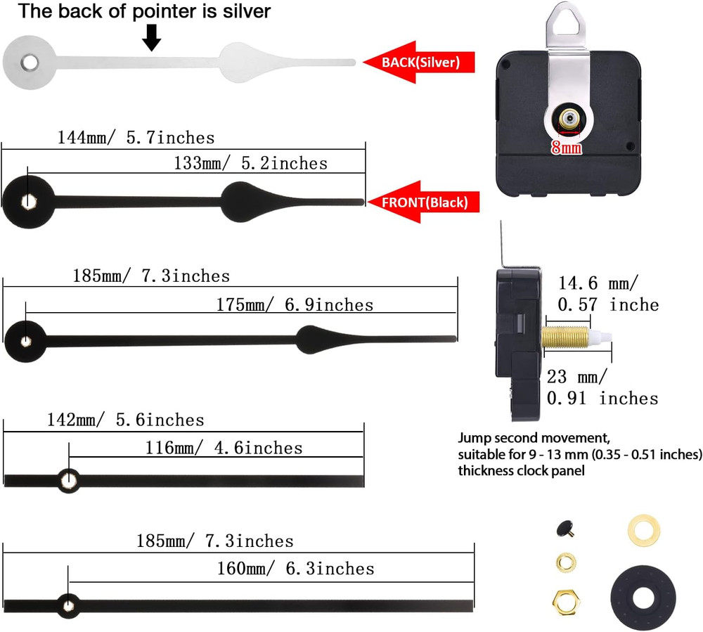 Clock Movement Mechanism High Torque Long Shaft Clock Replacement Wall Mechanism