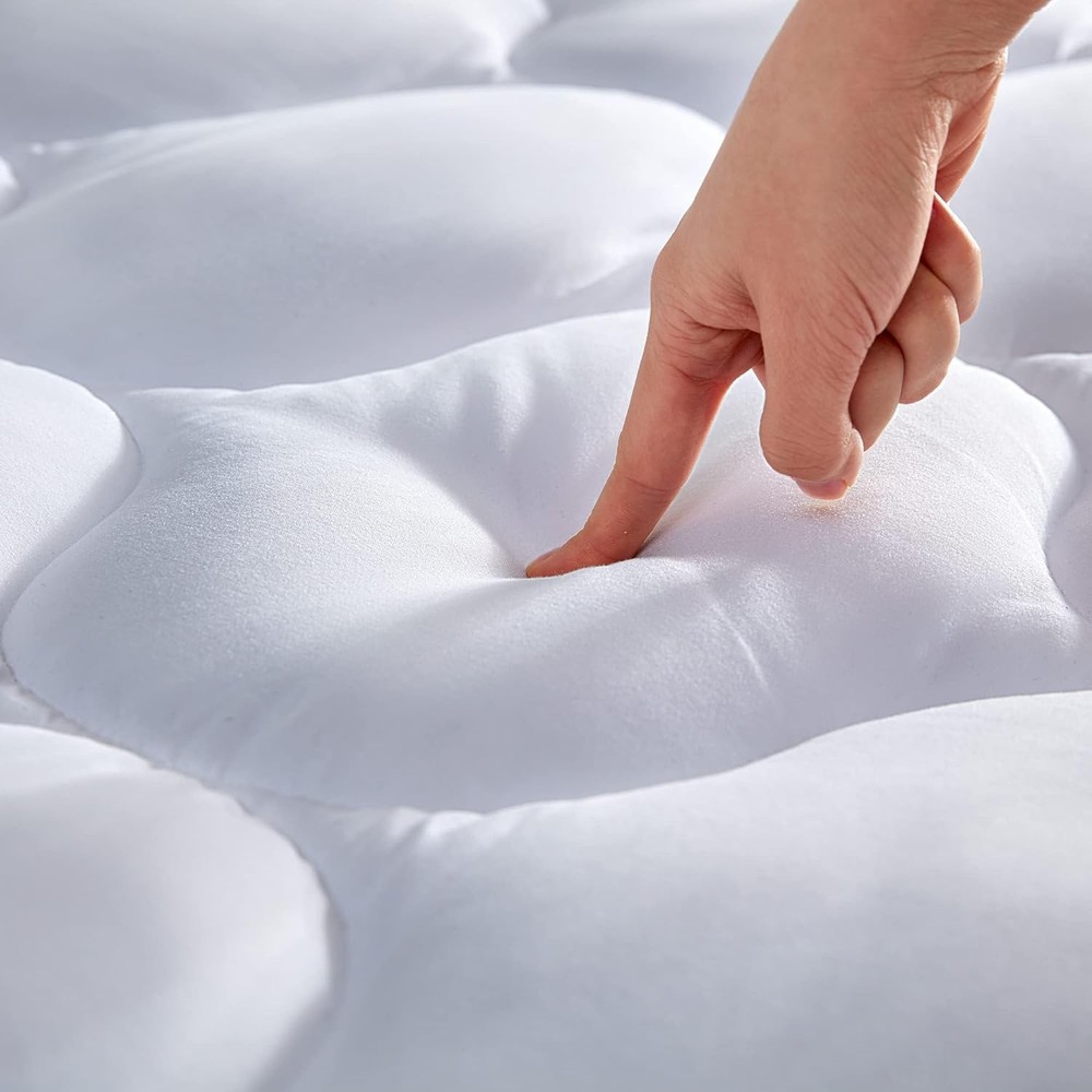 SLEEP ZONE Quilted Fitted King Size Mattress Pad King, Classic