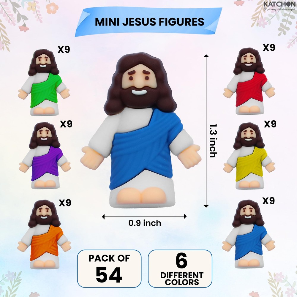 , 54 Pcs Mini Jesus Figures for Easter Egg Stuffers, Easter Basket Stuffers, ...