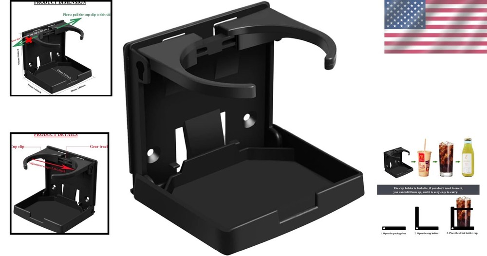 Adjustable Folding Drink Cup Holder for Boat, Car, RV - Universal Design