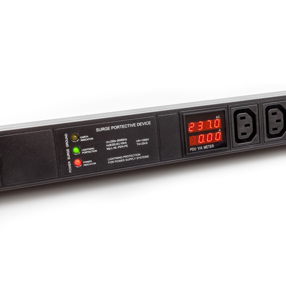 250V 30A PDU with 6 Pack C13/C14 Cable Meter Surge Protector for Rack Server