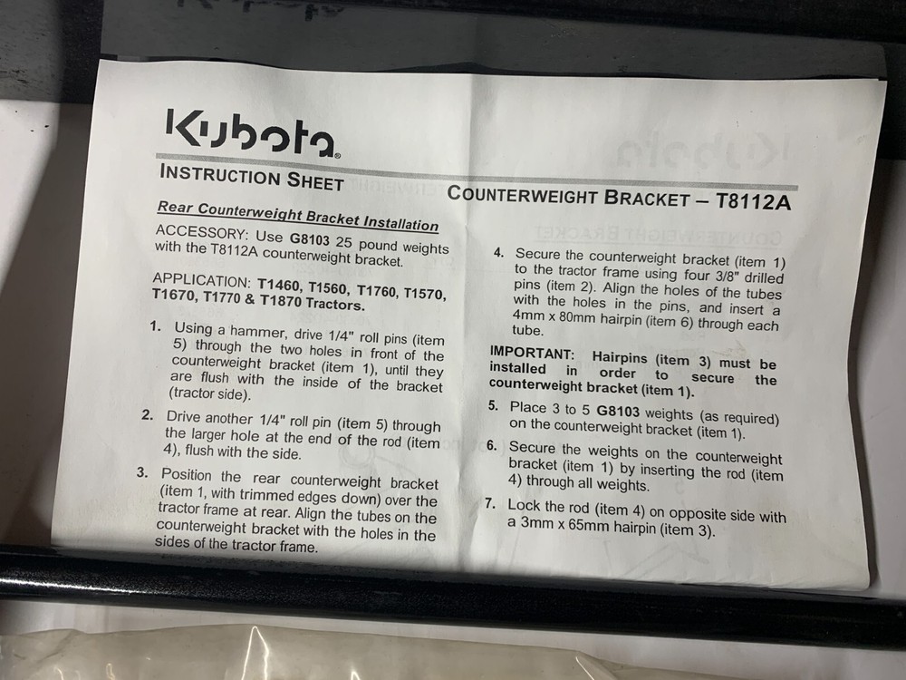 Counterweight Rear Bracket (only)