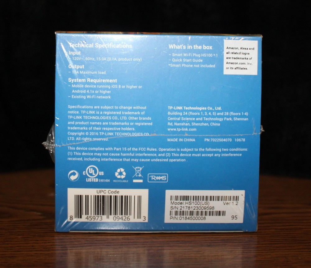 TP-LINK HS100 Smart WiFi Plug - Works With Amazon Alexa & Google AO4059157
