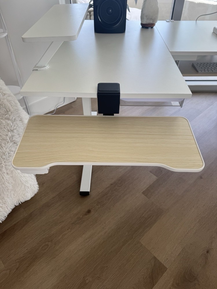 Desk 360 Rotate Keyboard Tray with Drawer - Oak, Clamp No Drill Easy Install