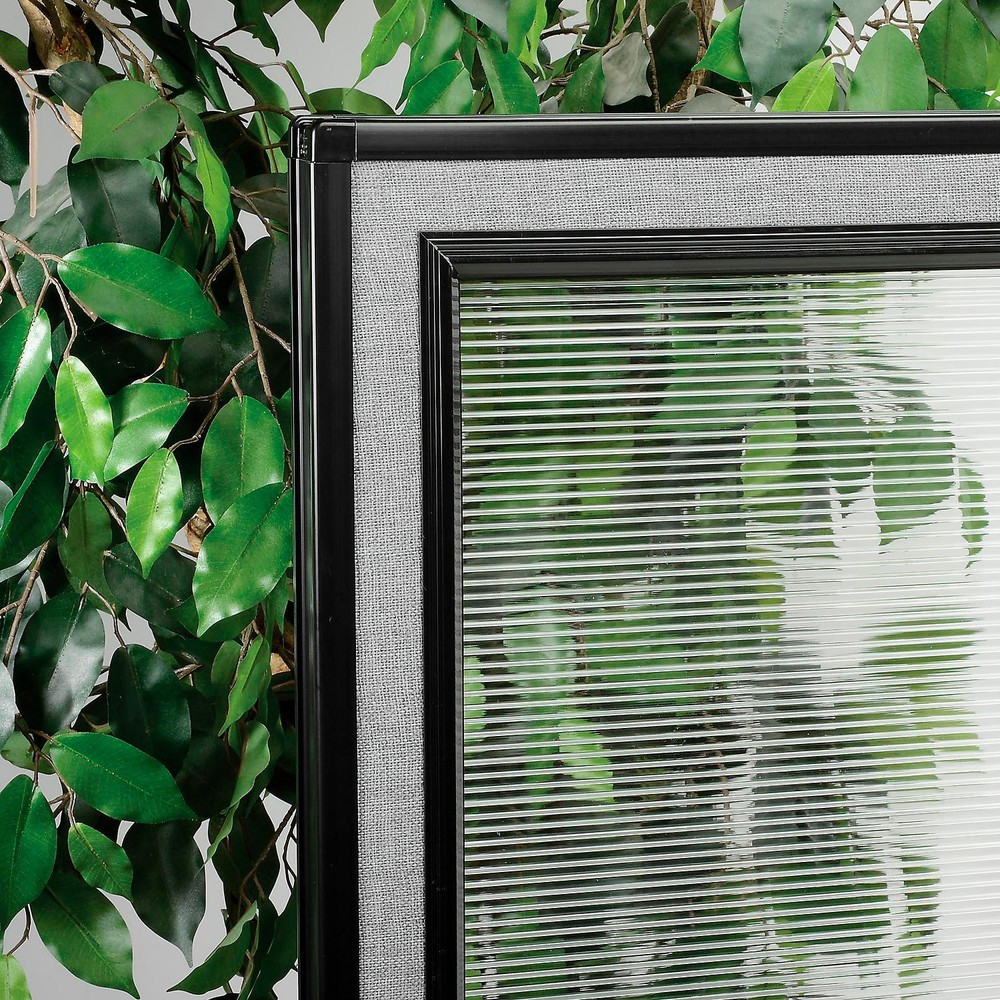 48-1/4"W x 42"H Office Partition Panel with Partial Window Gray