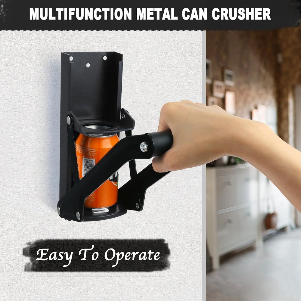 Wall Mounted Aluminum Can Crusher 16 oz Black
