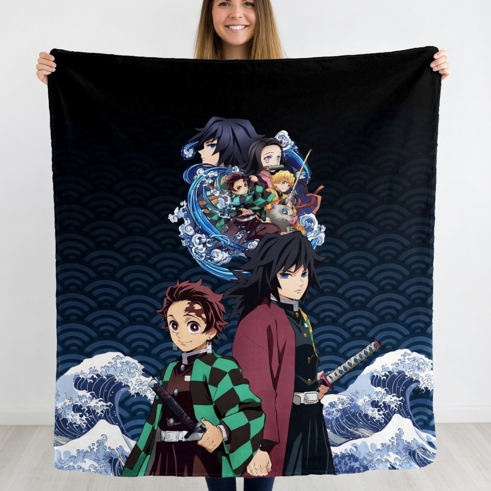 Fantasy Sword Warrior Flannel Blanket Soft Cozy Anime Throw Gift