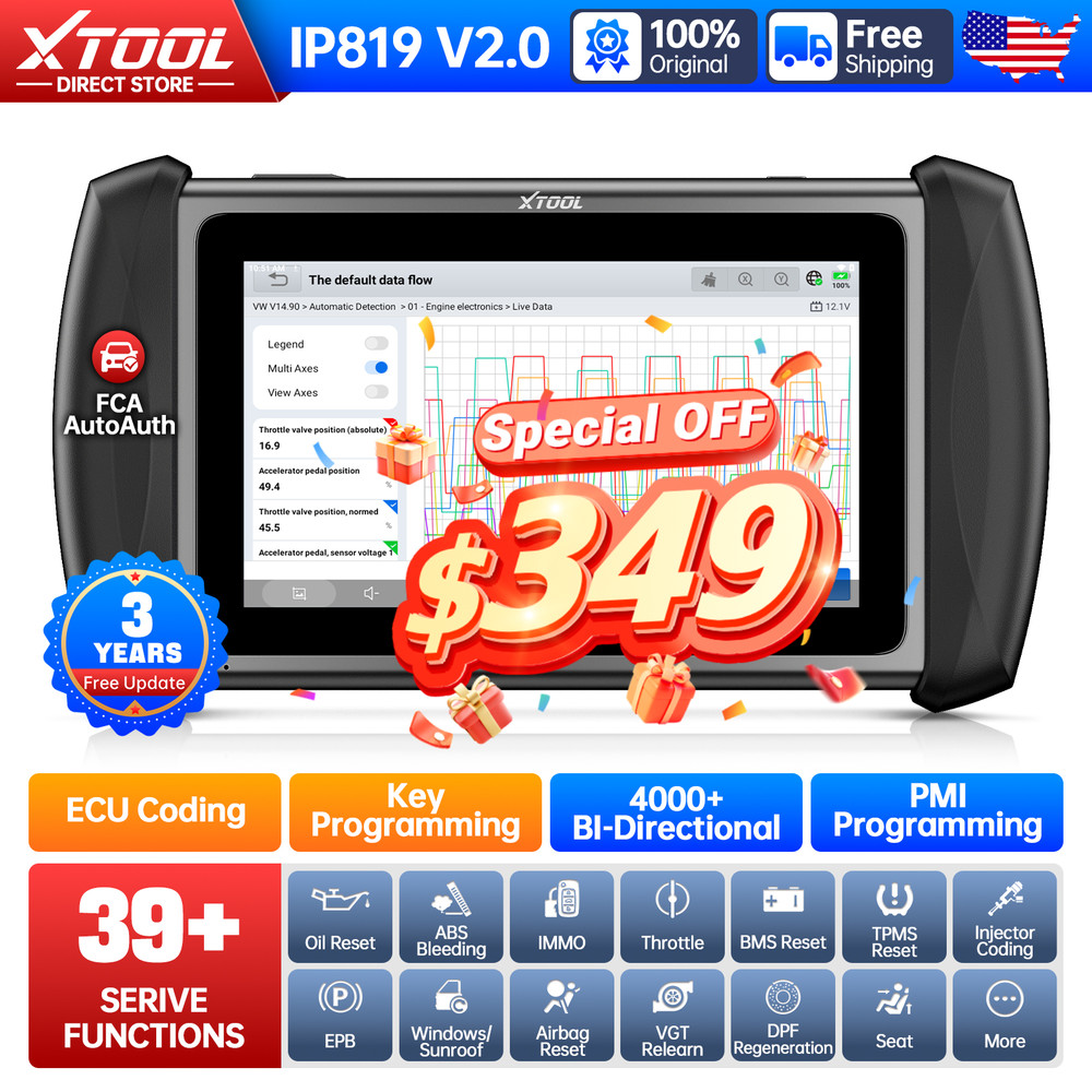 XTOOL IP819 Car OBD2 Scanner Full System Auto Diagnositc Tool 39+Reset Code PMI
