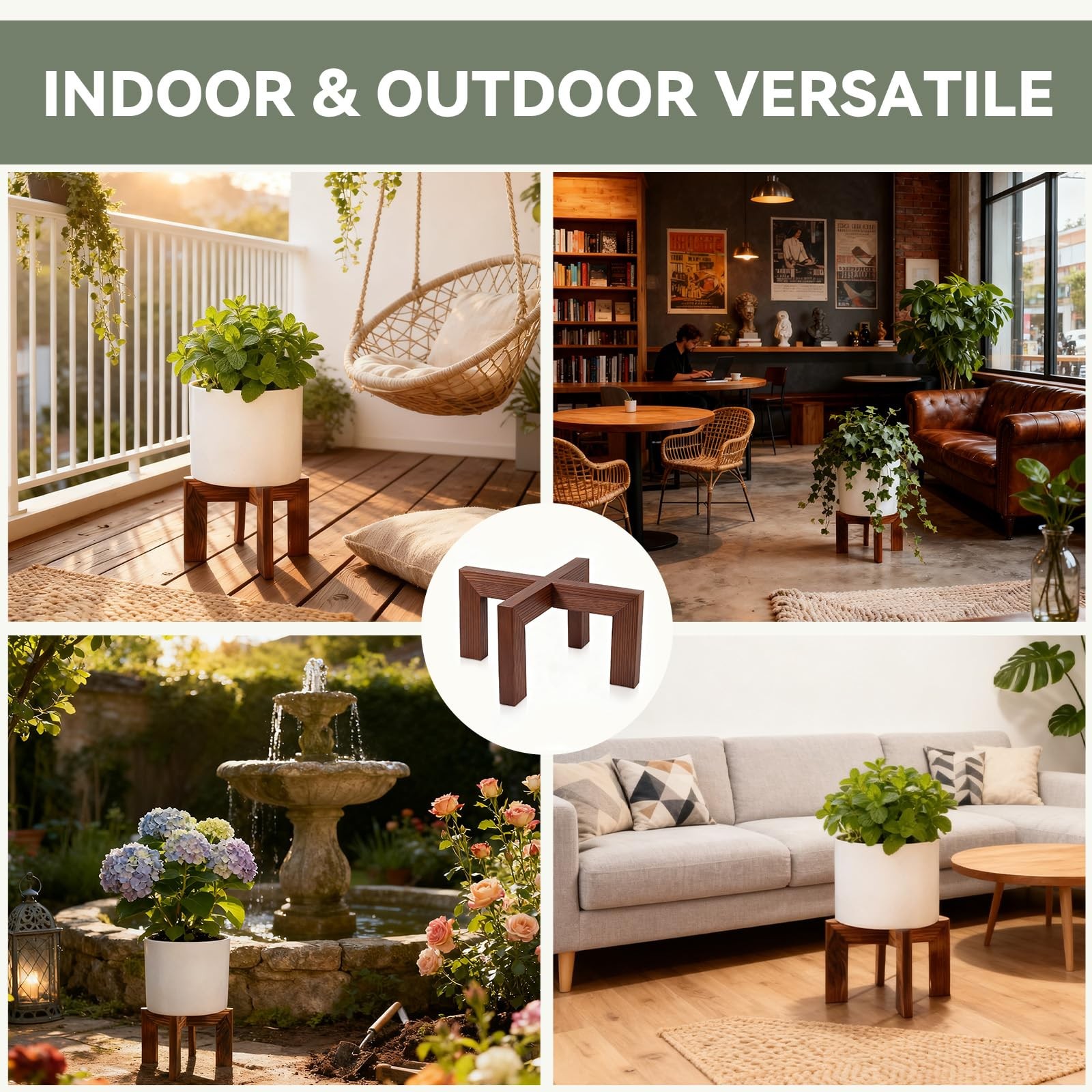 Plant Stand Indoor, Large Wooden Plant Stands, Plant Risers for Inside Pots, ...