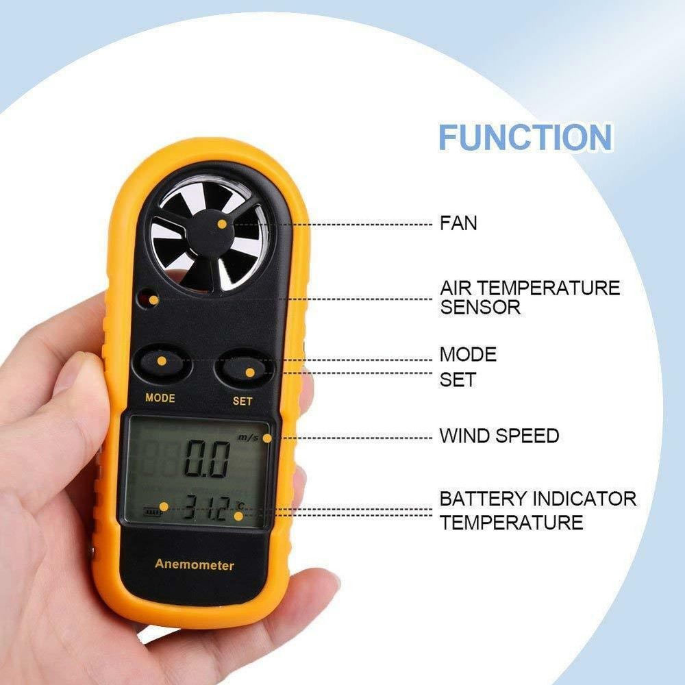Digital LCD Handheld Anemometer Air Wind Speed Meter Backlight Airflow Gauge US